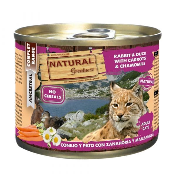 Ração Húmida Natural Greatness Rabbit & Duck & Carrot & Peach Cat 200g