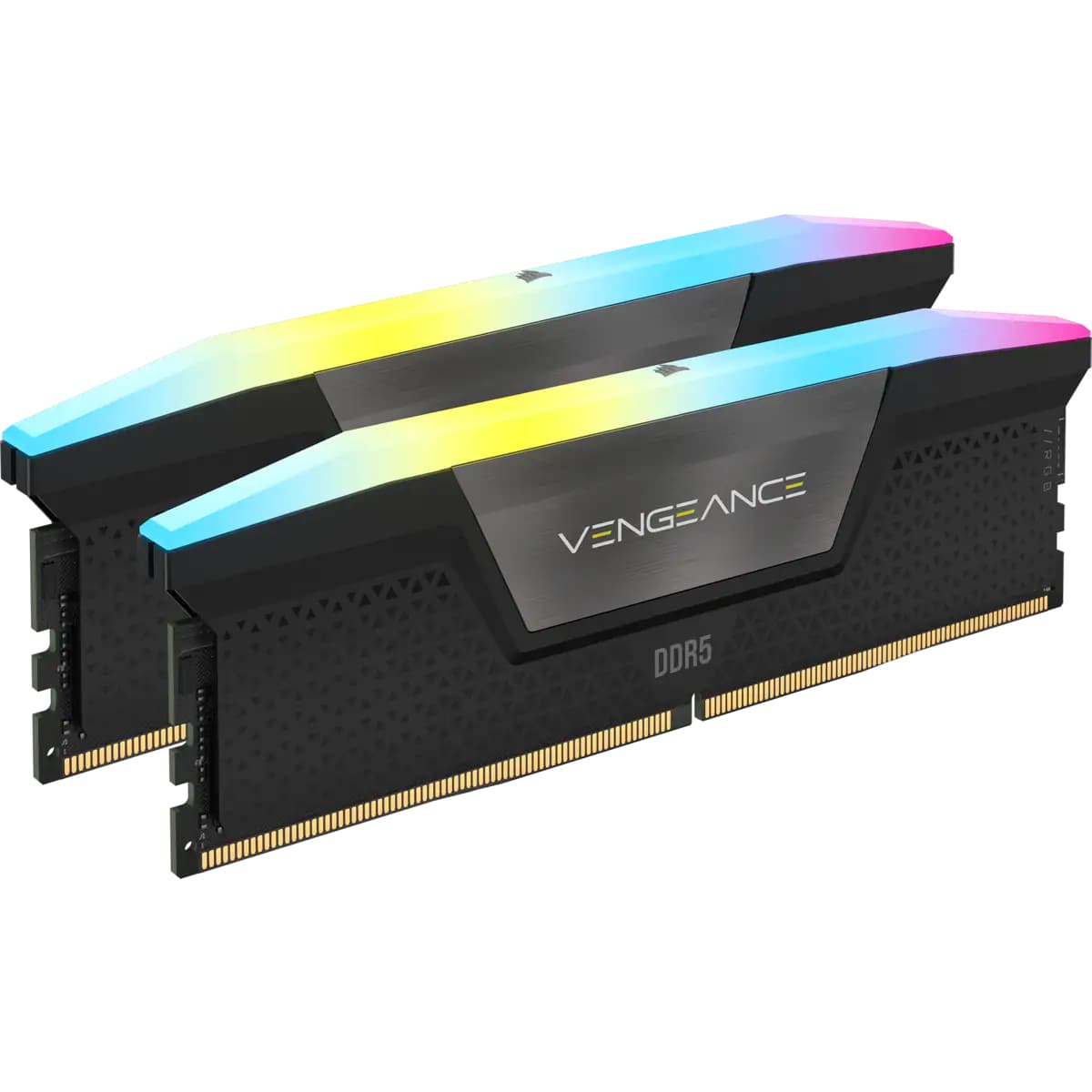 DDR5, 6400MT/s 32GB 2x16GB DIMM, Unbuffered, 32-40-40-84, Std PMIC, XMP 3.0, VENGEANCE RGB DDR5 Black Heatspreader, RGB LED, 1.4V