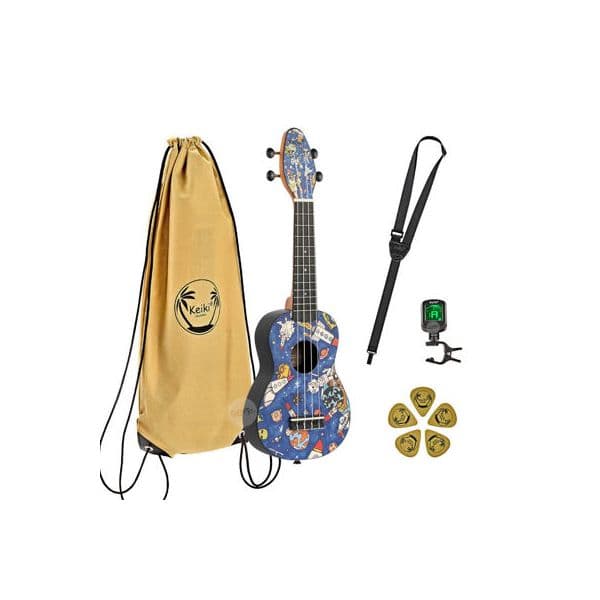 Ortega Kit Ukulele Keiki K2 Spaceman + Afinador + Palhetas + Correia + Saco