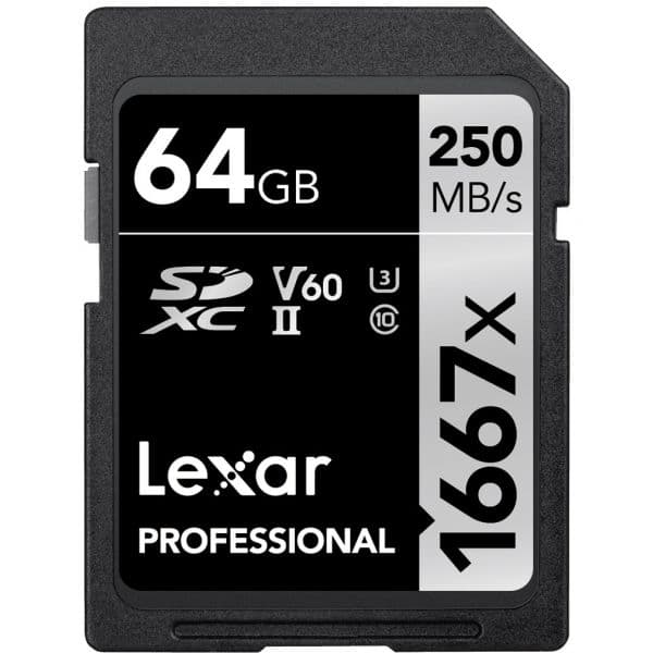 Lexar 64GB SDXC Professional UHS-II U3 V60 Class 10 (1667x) - LSD0641667X