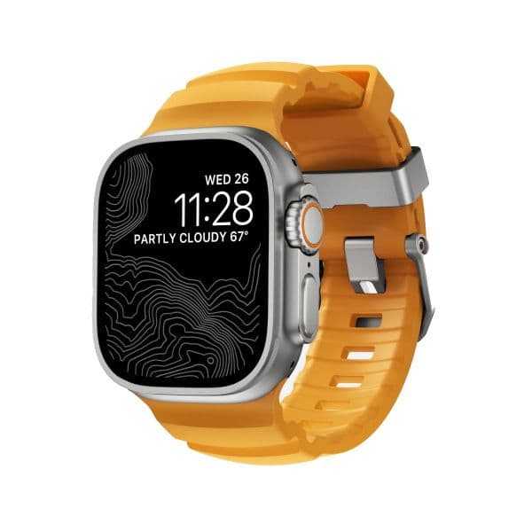 Nomad Bracelete Rocky Point para Apple Watch 46mm Laranja/Prateado