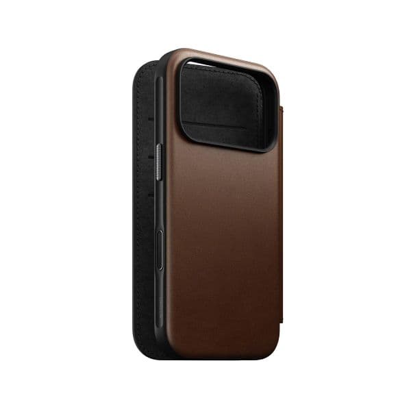 Nomad Capa Flip Cover Couro iPhone 17 Pro Castanho 0856504014186