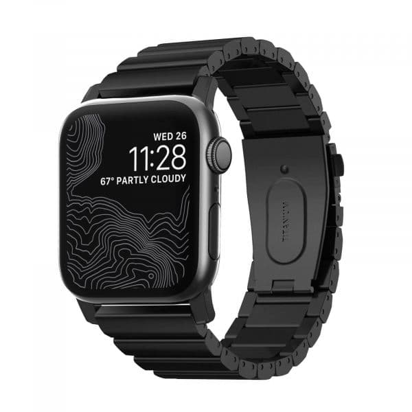 Nomad Pulseira Apple Watch 42 e 44mm em Titanio Ultra-resistente Titanium Preto - STRAP-TITAN-BK-SW44
