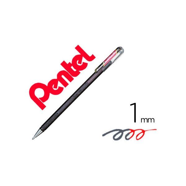 Pentel Roller K110 Dual 1mm Preto / Vermelho Metálico 12 Unidades
