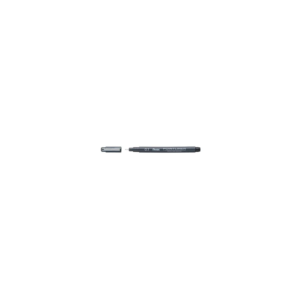 Marcador pentel pointliner com tinta pigmentada cor preto ponta de 0,1 mm – 12 unidades