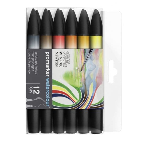 Winsor & Newton Conjunto de 12 Canetas de Feltro Promarker Watercolor Tons Paisagem Multicolor