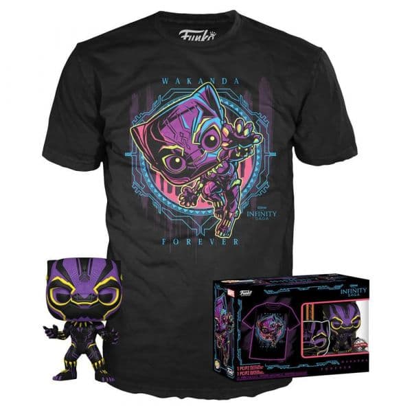 Funko Pop! Set Figura & T-Shirt Marvel Wakanda Forever Black Panther Exclusivo S