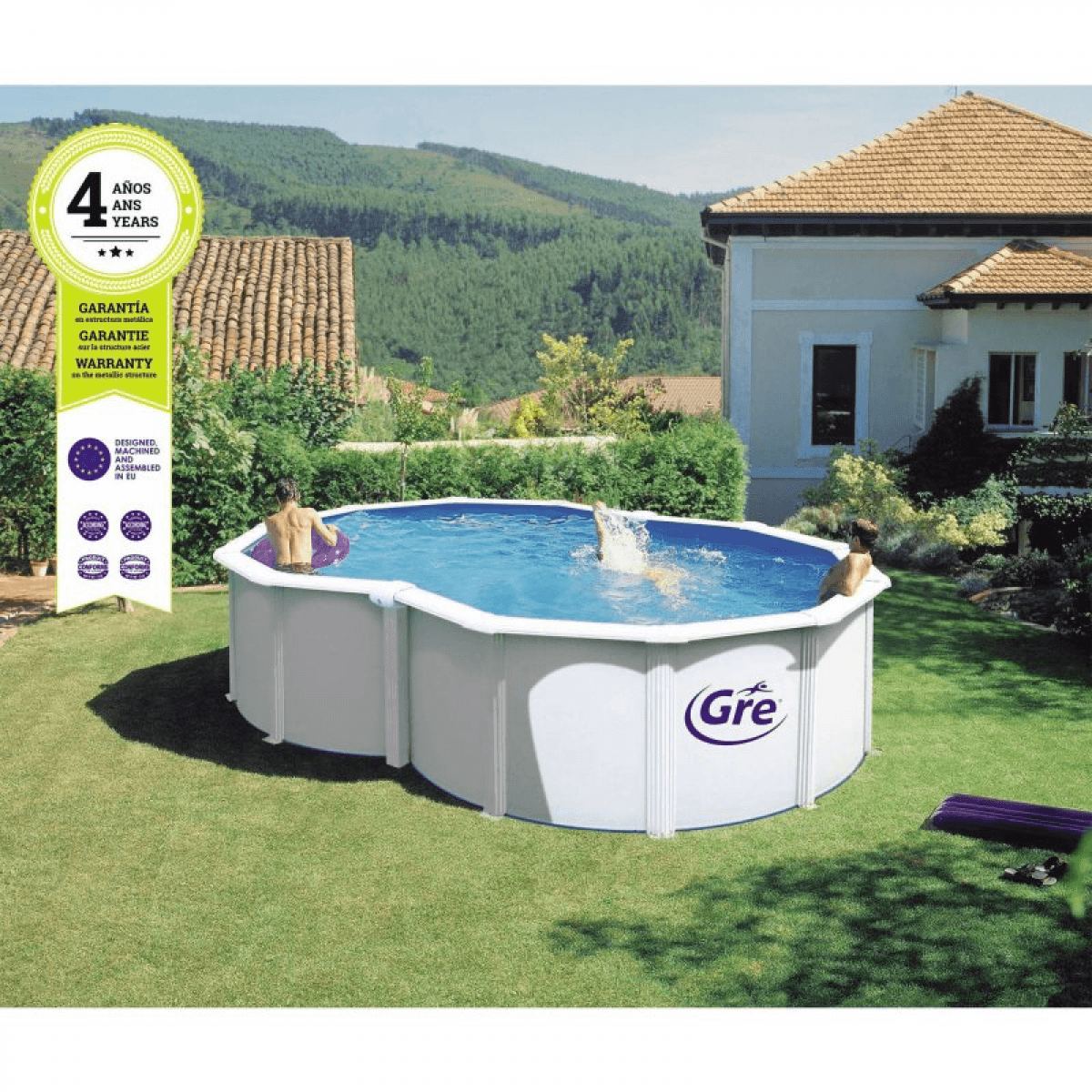 Gre Piscina de Aço Oito 500x340x120cm + Filtro + Escada - 13772766