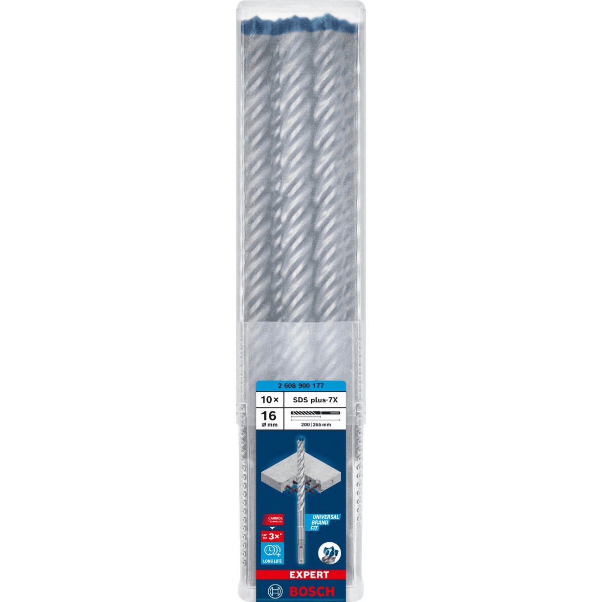 Bosch Broca de Martelo EXPERT SDS plus-7X Ø 16x200x265 mm 10 Unidades