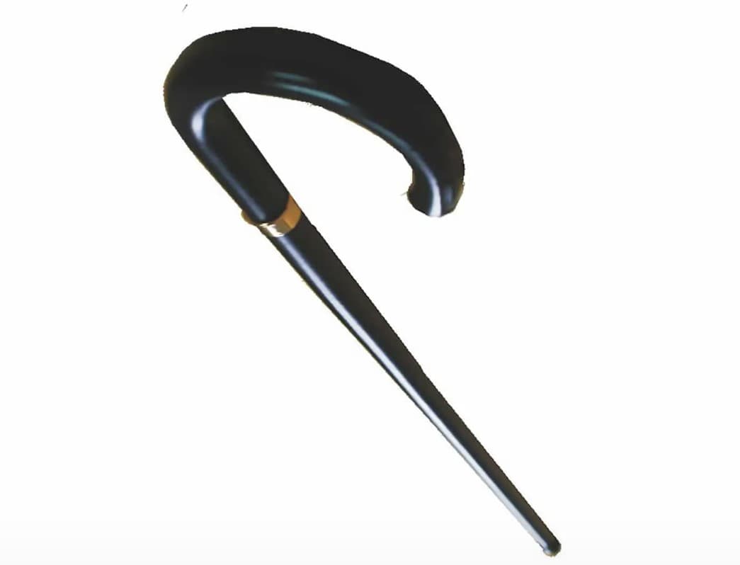 Bengala madeira cabo curvo com anilha.(PRETO) (PRETO)