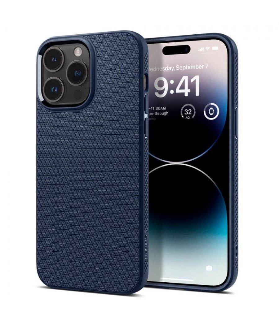 Spigen Capa iPhone 14 Pro Liquid Air Mate Azul Marinho