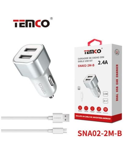 Pack Carregador de isqueiro 2xUsb + Cabo Usb Micro 2.4A