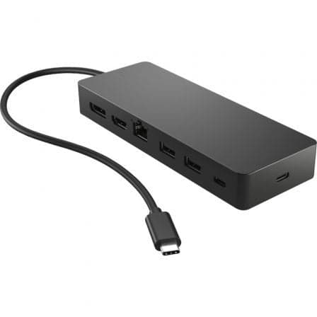 HP Hub Multiportas Universal USB-C 50H55UT + USB-C PD USB 3.2 HDMI 4K 60Hz DisplayPort RJ45 Preto/Azul