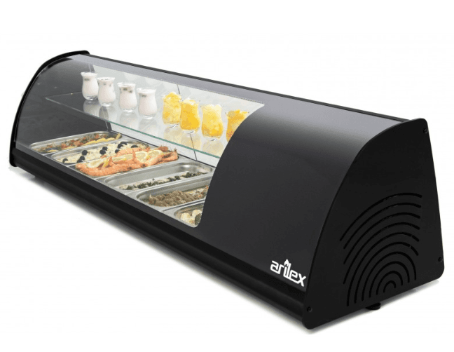 Vitrine refrigeradas 6 bandejas 2 camadas GN1/3 preta