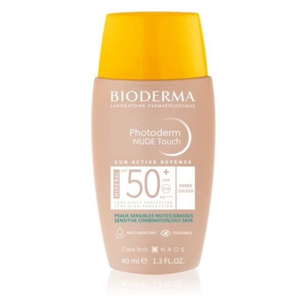 Protetor Solar Bioderma Photoderm Nude Touch Fluido Tom Dourado SPF50+ 40ml