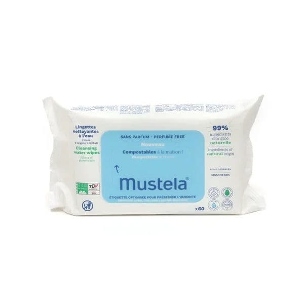 Mustela Bebé Toalhetes de Limpeza Sem Perfume Pack 6x60 Unidades