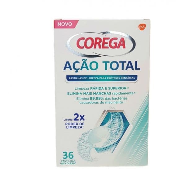 Corega Ação Total Pastilhas Limpeza Diária 36 Pastilhas