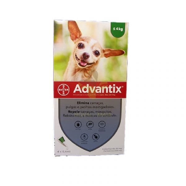 Bayer Advantix 40 Cão menos 4Kg 4 Pipetas