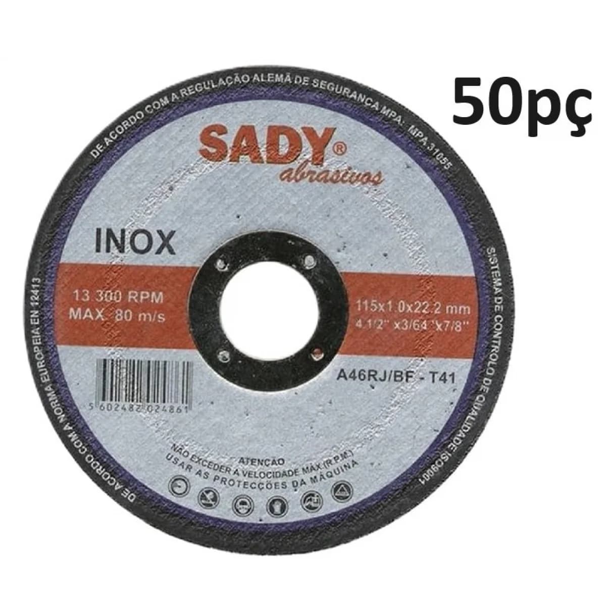Disco corte inox 115x1.0mm (50pç) Sady - 5101350_50U - Ferramentaspro.pt