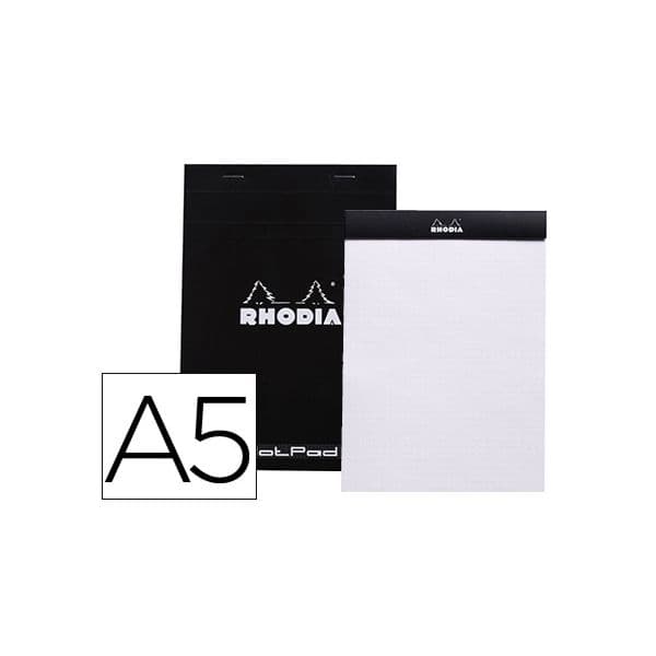 Bloco de Notas Rhodia Preto Dot Pad A5 80F 80g/m2 Liso com Pontos Preto 5mm - OFF155110CE