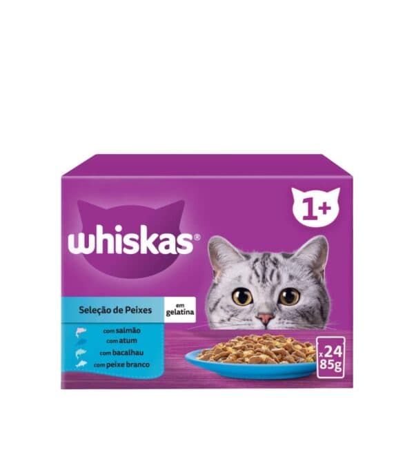 Ração Húmida WHISKAS Comida Húmida Gato Seleção Clássica 24x85g