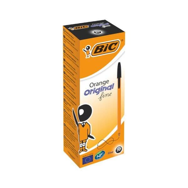 Bic Esferográfica Orange Original Fine Preto 20 Un.