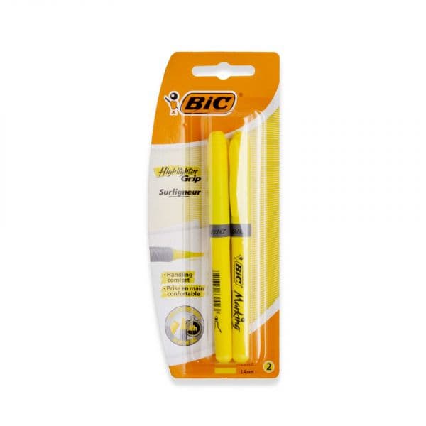 Bic Highlighter Grip Marcador Amarelo Flou 1.6MM 2 un.