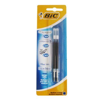 Bic 2 un. Recargas Gel ReAction/Velocity Stic/Pro+ Azul - A801724