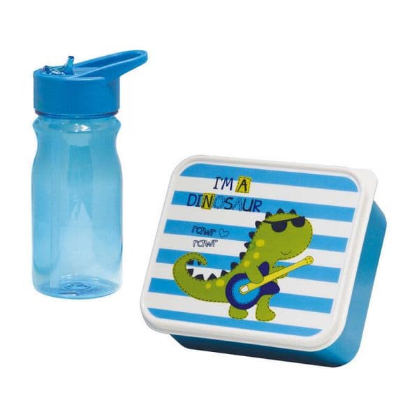 Mondex Lancheira Dino 0.5L + Garrafa 0.8L Azul