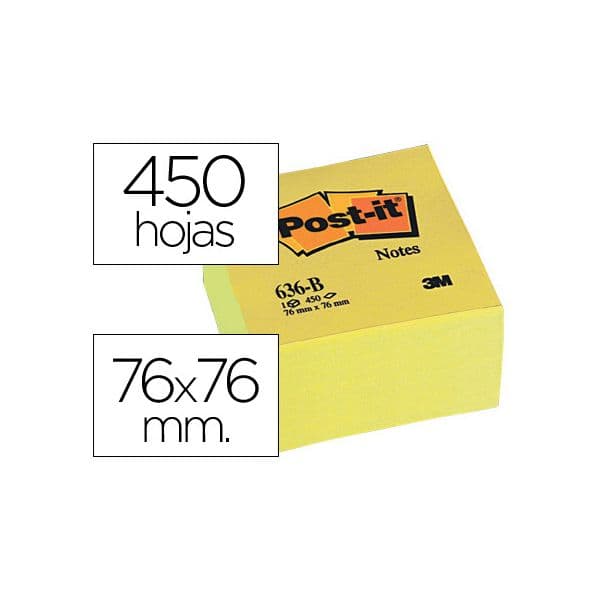 Post-it Cubo Notas Aderentes 76 x 76 mm Canary 450 Fls Bloco 450 Fls - 548769