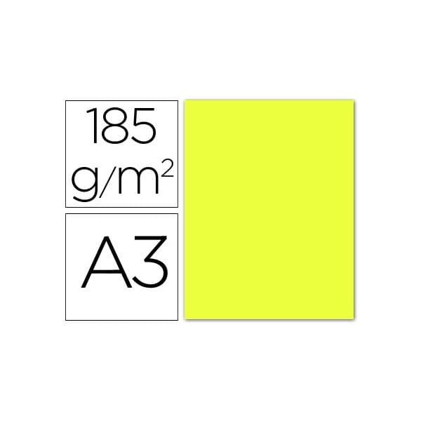 Guarro 50 Fls Cartolina DIN A3 185g Amarelo Limão - 54775