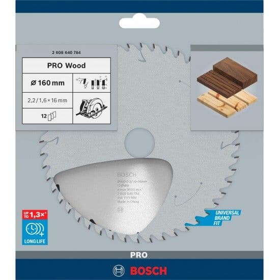 Disco PRO Wood, 160 x 2,2 x 16 mm, T12 refª 2608640784 BOSCH