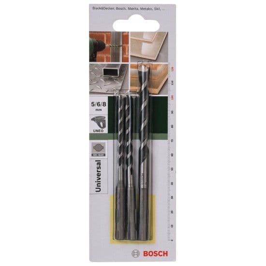 Conjunto de 3 brocas multifunções SDS quick5,0x100; 6,0x100; 8,0x120 refª 2609256918 BOSCH