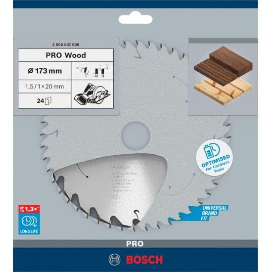 Disco sem fios PRO Wood cordless, 173 x 1,5 x 20 mm, T24 refª 2608837690 BOSCH