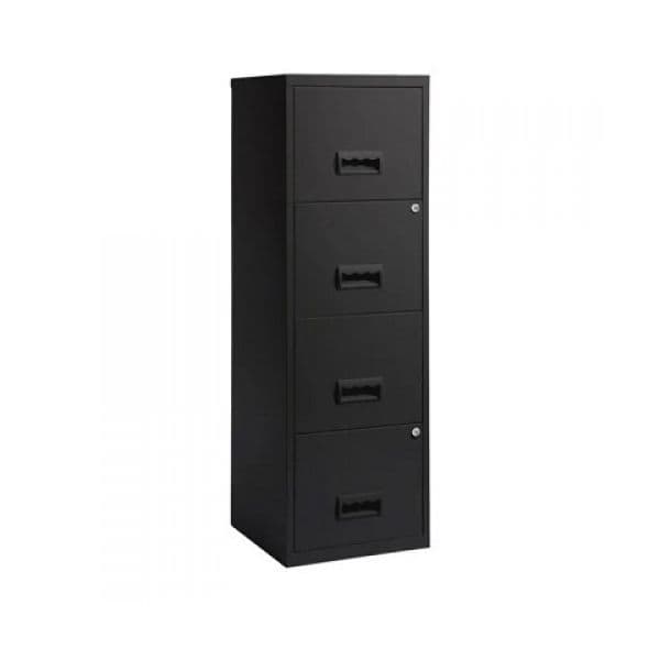 Paper - Armário Arquivo Metálico 4 Gavetas para Pastas Suspensão A4 Ofício 40x40x126 cm Preto 289705
