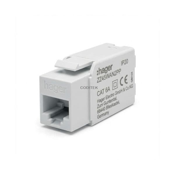Hager Tomada Ethernet RJ45 ZZ45WAN2PP