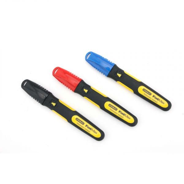 Stanley Marcadores de Ponta em Bisel Cor Negro, Vermelho e Azul Stanley Fatmax - 0-47-315