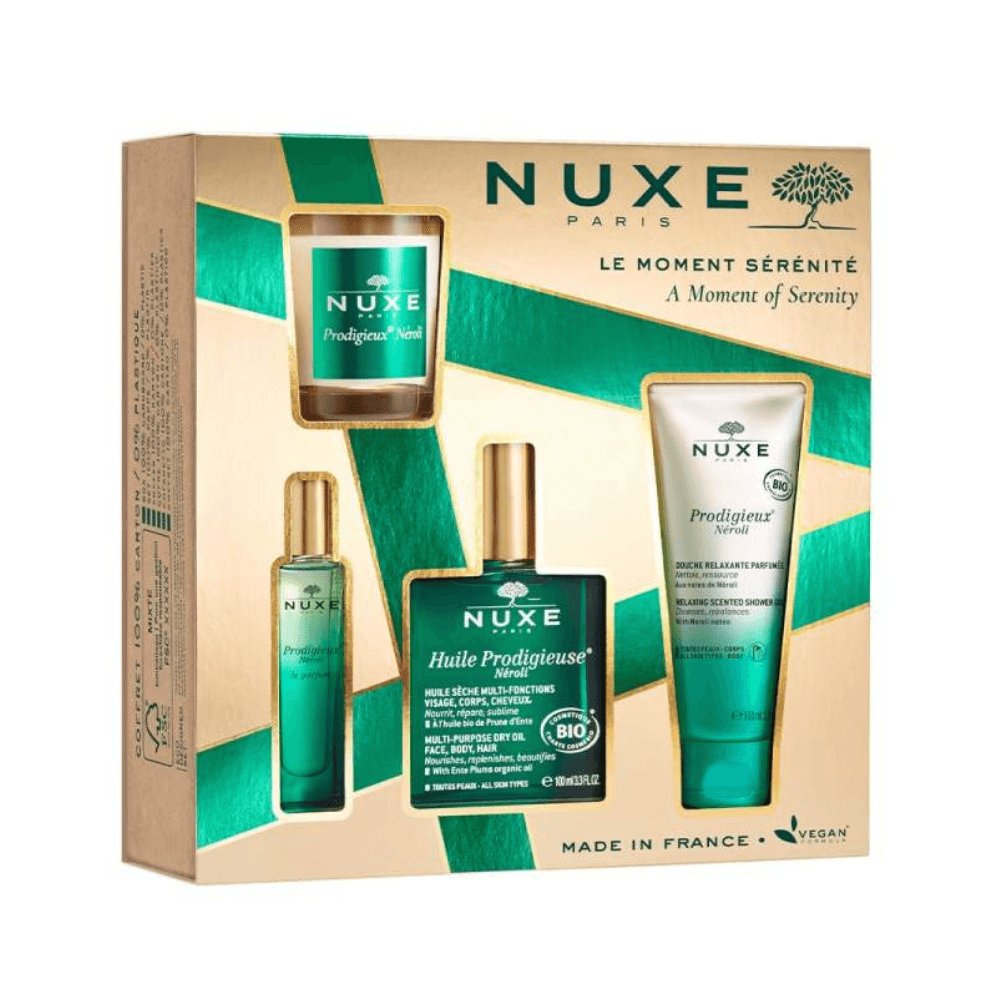 Nuxe Neroli Huile Prodigieuse 100ml + Prodigieux Le Parfum 15ml + Gel de Banho Prodigieux 100ml + Vela 70g Coffret