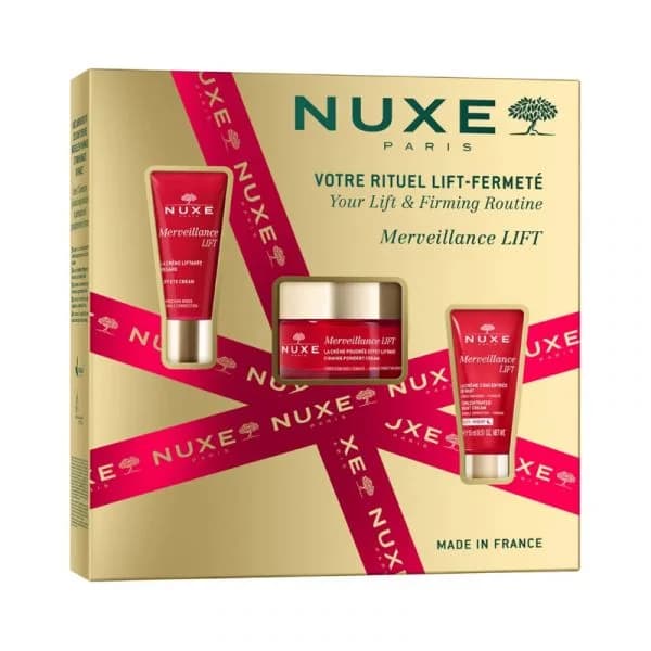 Nuxe Merveillance Lift Rotina de Lifting e Firmeza 2025 Creme em Pó Efeito Lifting 50ml + Contorno de Olhos Lifting 15ml + Creme Concentrado Noite 15ml Coffret
