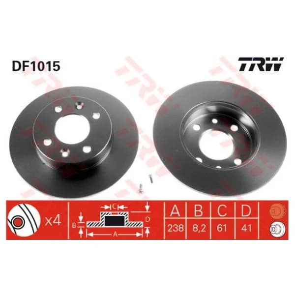 TRW - DF1015 - Jogo 2 discos travão dianteiro - 3322936101505