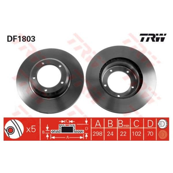 TRW - DF1803 - Jogo 2 discos travão dianteiro - 3322936180302