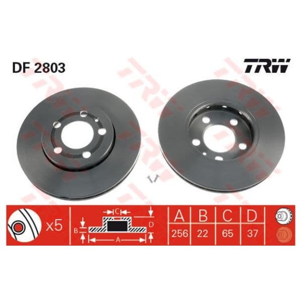 TRW - DF2803 - Jogo 2 discos travão dianteiro - 3322937204922