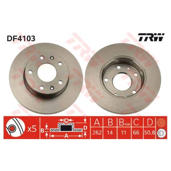 TRW - DF4103 - Jogo 2 discos travão dianteiro - 3322937274154