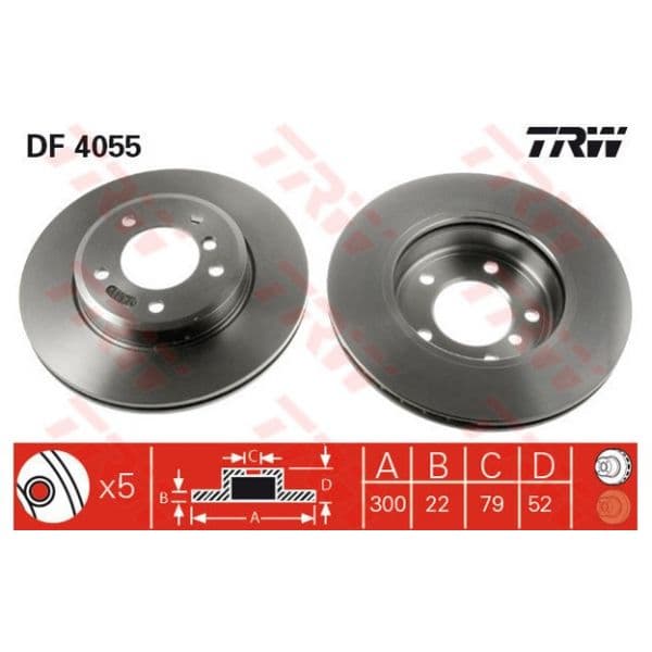 TRW - DF4055 - Jogo 2 discos travão dianteiro - 3322937275281