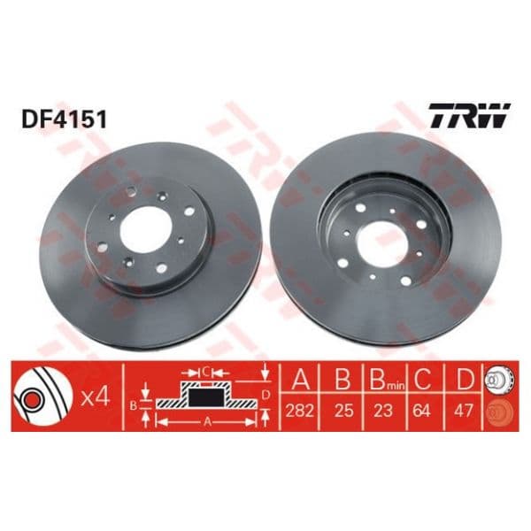 TRW - DF4151 - Jogo 2 discos travão dianteiro - 3322937288939