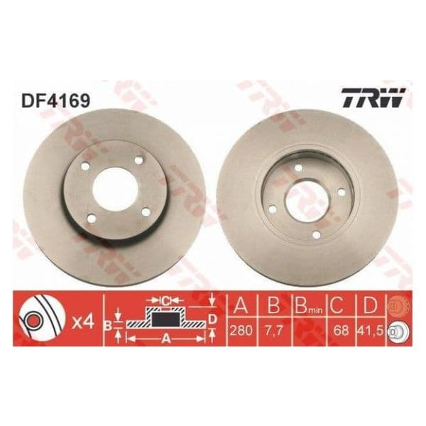 TRW - DF4169 - Jogo 2 discos travão dianteiro - 3322937289110