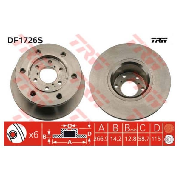 TRW - DF1726S - Disco de travão dianteiro - 3322937335374