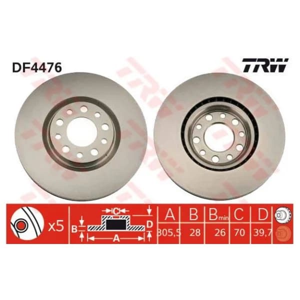 TRW - DF4476 - Jogo 2 discos travão dianteiro - 3322937473731