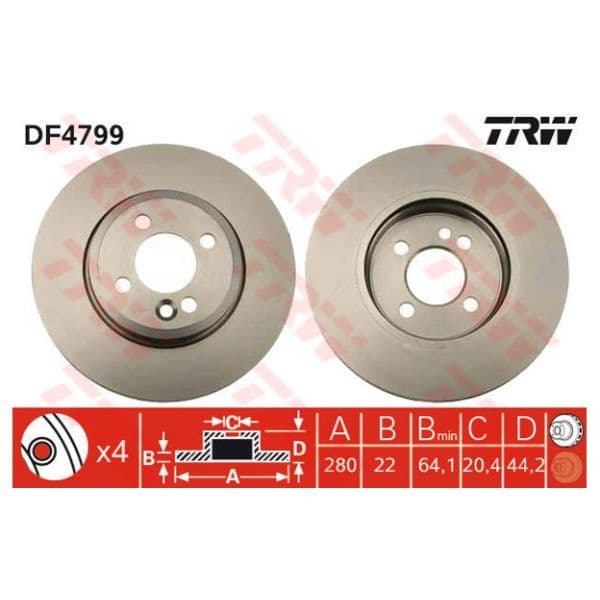 TRW - DF4799 - Jogo 2 discos travão dianteiro - 3322937885213
