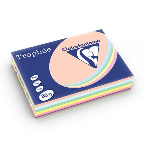 Clairefontaine Papel Cópia Trophée A4 80g Cores Sortidas Pastel, Resma de 500 Fls